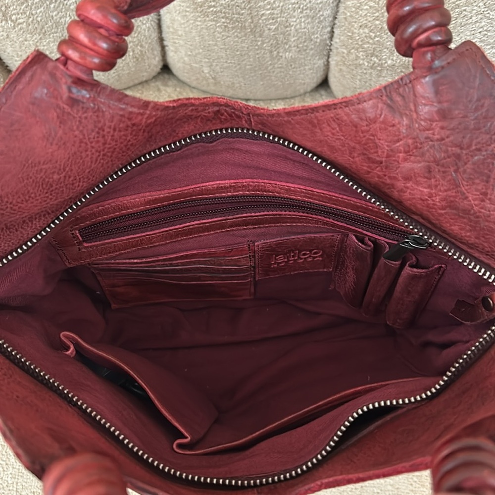 Latico Leather Nash Tote Crossbody Bag in Oxblood Red Full Grain Leather - Picture 8 of 10
